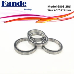 6808RS  2Pcs ABEC-1  68082RS 40x52x7  Thin Section Deep Groove 6808 Ball Bearing agricultural machines 61808
