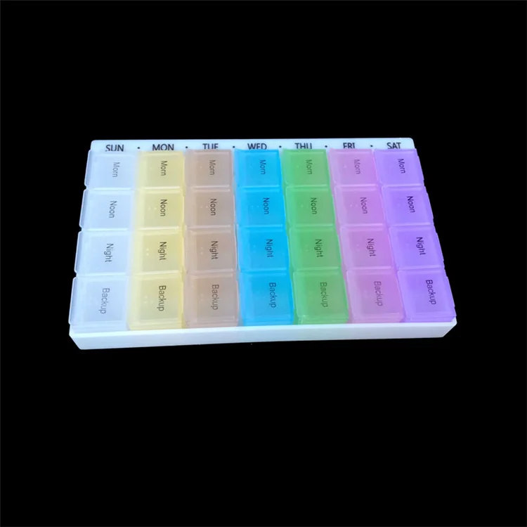 1pc 28 slot disassemble pill box week days medical box Portable Storage Case with blind instructions health care tools