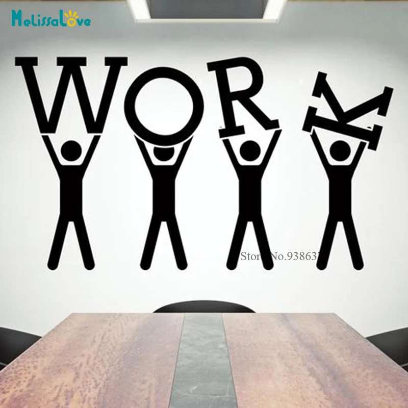 Funny Company Office Wall Art Sticker Decor Big Work Word Staffs Removable Vinyl Wallpaper Murals BB433