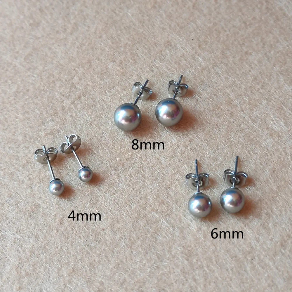 316L Stainless Steel With Senior Grey Nature Shell Pearls Stud Earrings  No Fade Allergy Free