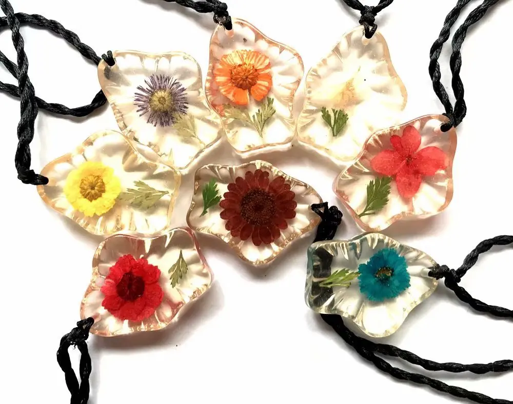 10 pcs Embedded Rare charming mixed color flower plant pendant accessories