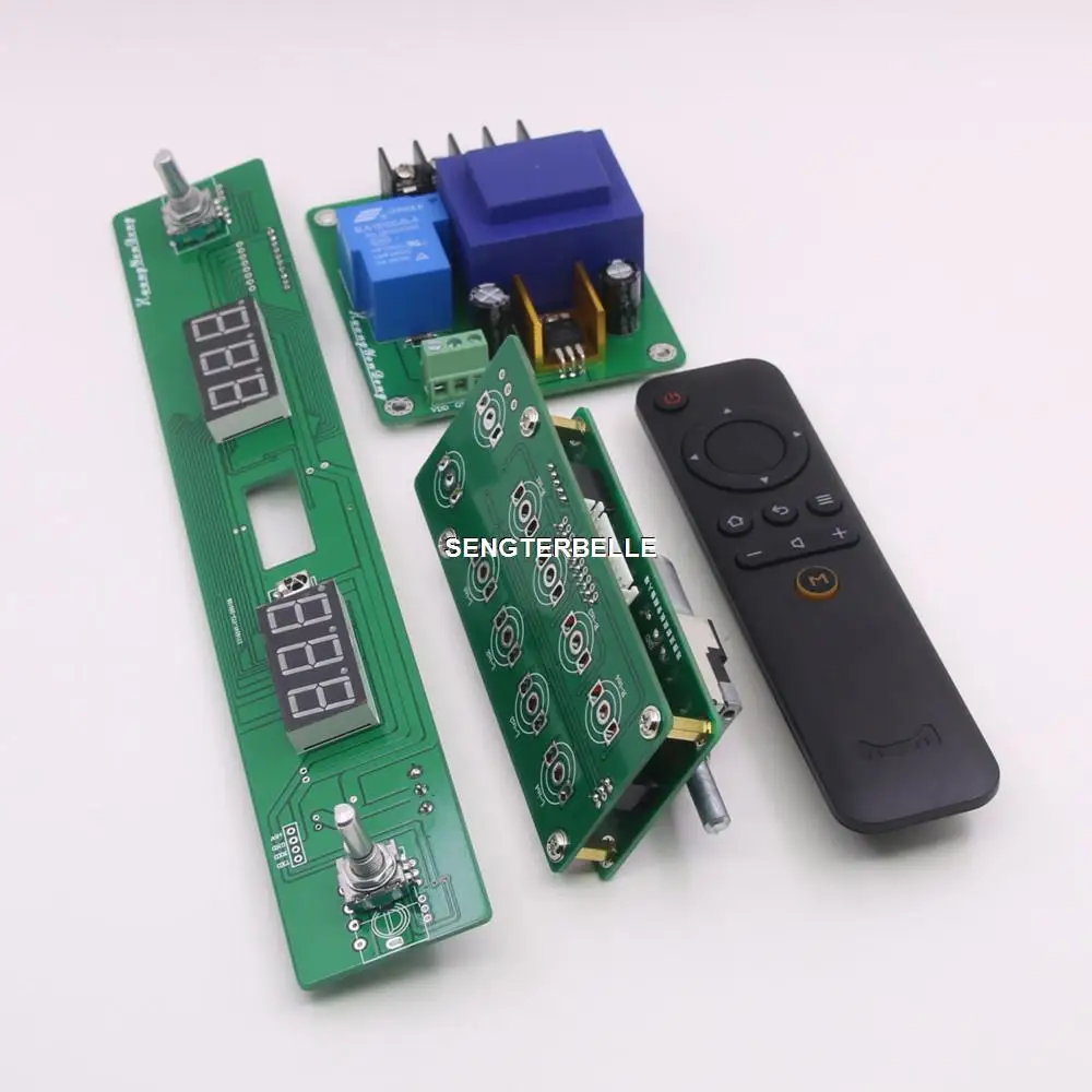 Montiert Hiend ALPS Motor Remote volumen control board hifi preamp board mit display 4 weg eingang