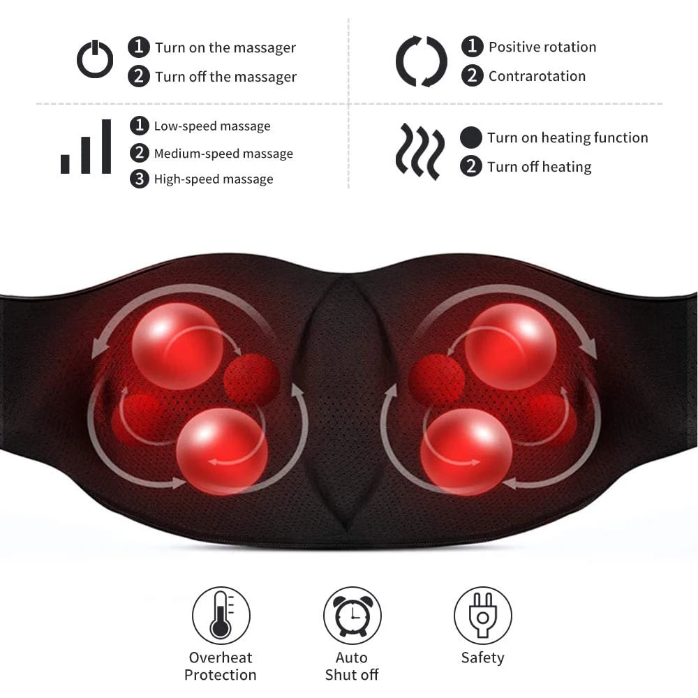 Neck Massager With Heat, For Neck, Back, Shoulder, Foot And Leg, Deep Tissue 3D Kneading Helps To Relax Muscles At Home And Car