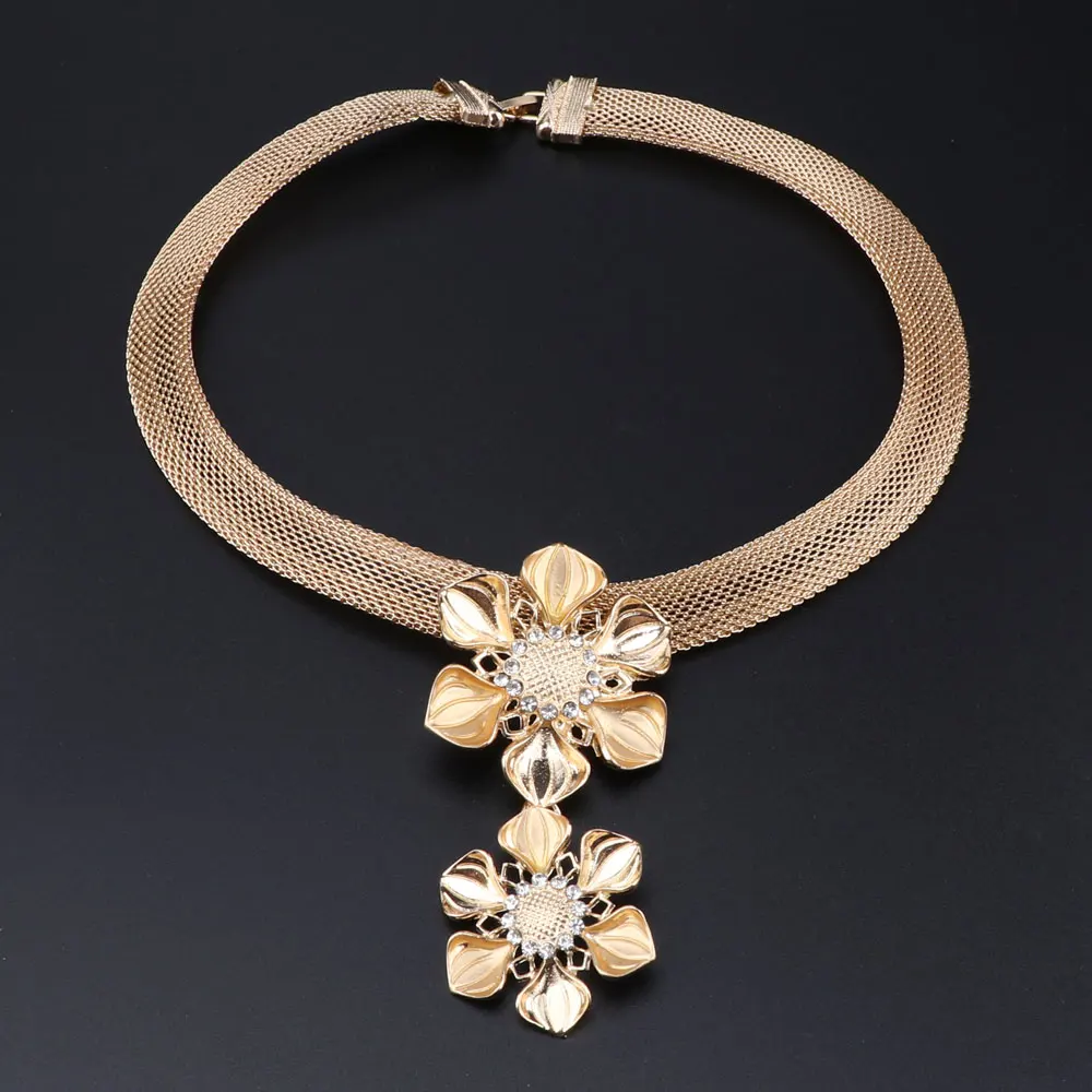 CYNTHIA African Bridal Dubai Jewelry Sets for Women Charm Indian Necklace Bracelet Ring Earrings Nigeria Wedding Jewelry Set