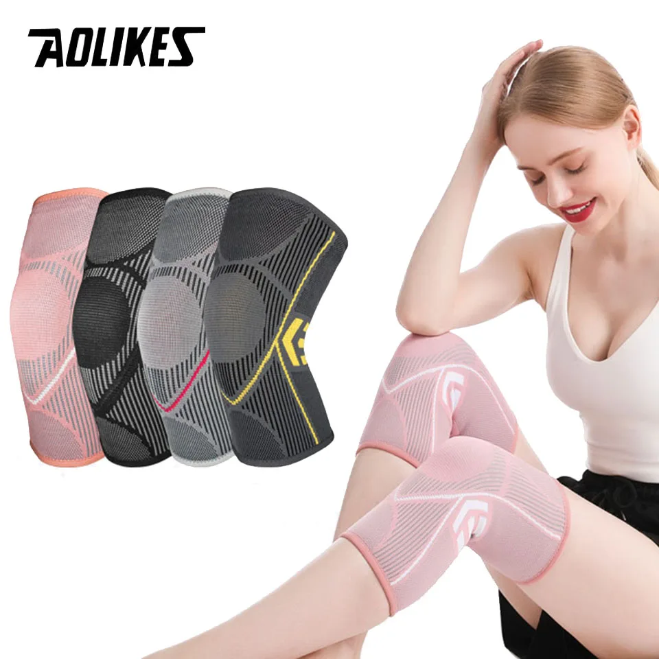 AOLIKES 1PCS Gym Knee Pads Sports Fitness Kneepad Elastic Knee Brace Support Gear Patella Running Basketball Volleyball Tennis