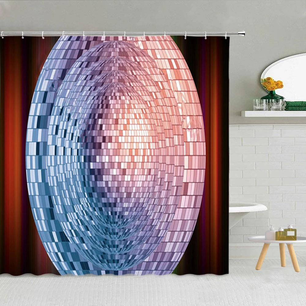 Geometric Pattern Colorful Shower Curtain Luxury Gold Waves Marble Texture Bathroom Decor Waterproof Fabric Cover Hooks Curtains