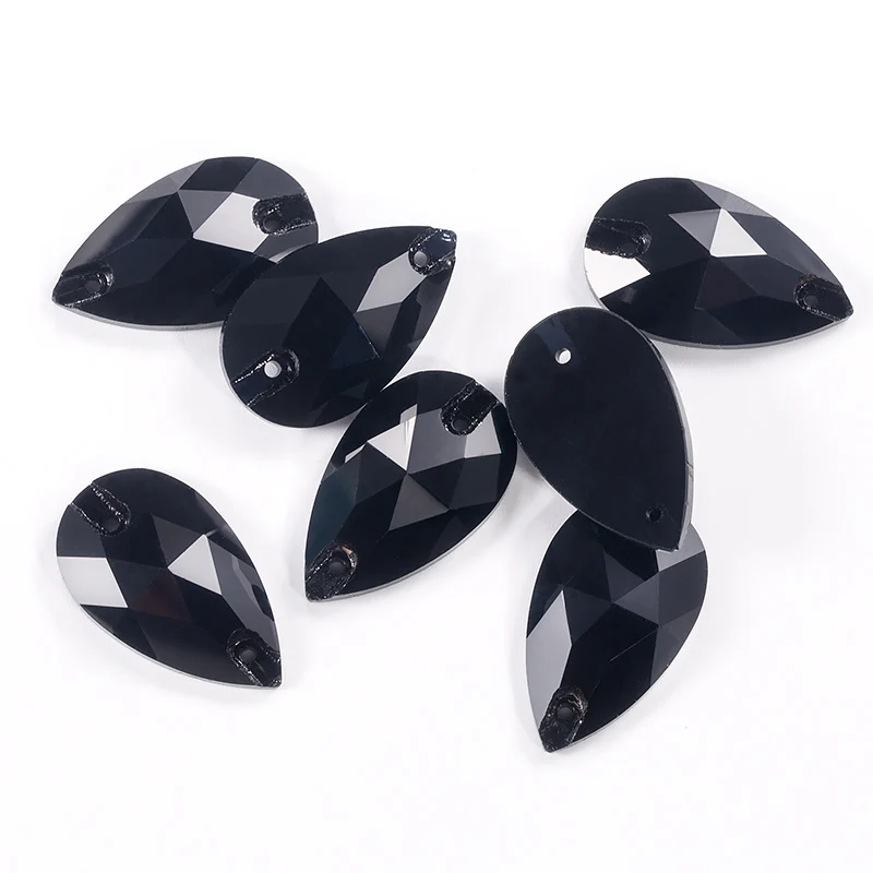 QIAO Black Sew On Rhinestone Sewing Crystal Glass Top Quality Stone For Needlework Bag Clothes DIY Design Decoration