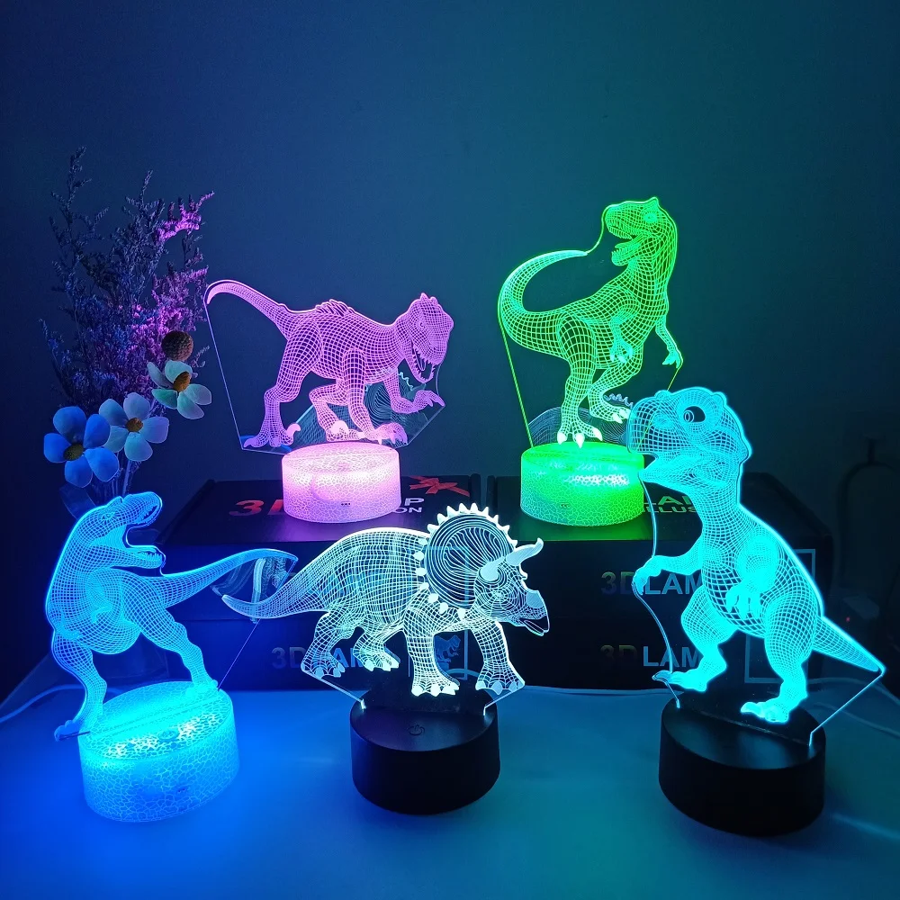 3D Illusion Night Light 7/16Color Dinosaur Series Desk Lamp Touch Remote Control Table Lamps Bedroom Decor For Kid Cool Gift