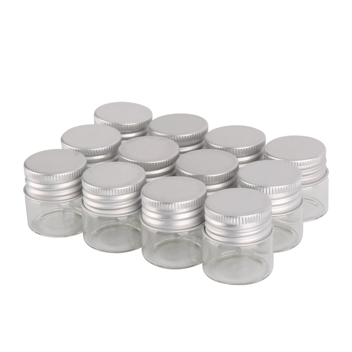 12 pieces 10ml 30*30mm Glass Candy Bottles Jars with Aluminum Top Lid Mini Glass Vials Wish Bottles for Wedding Favors