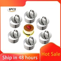 3/5/6pcs/pack Cake Molds Stainless Steel Cake Rings Set Round Dessert Mousse Mold with Pusher Pancake Pastry Tool Cookie Cutter