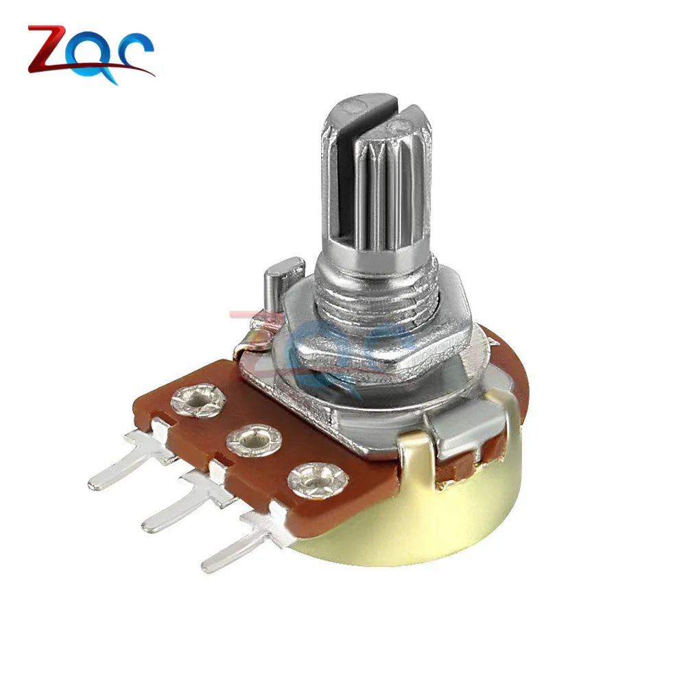 5PCS/Lot Potentiometer Resistor 1K 2K 5K 10K 20K 50K 100K 250K 500K 1MΩ 3 Pins Linear Taper Rotary Potentiometer Cap for Arduino