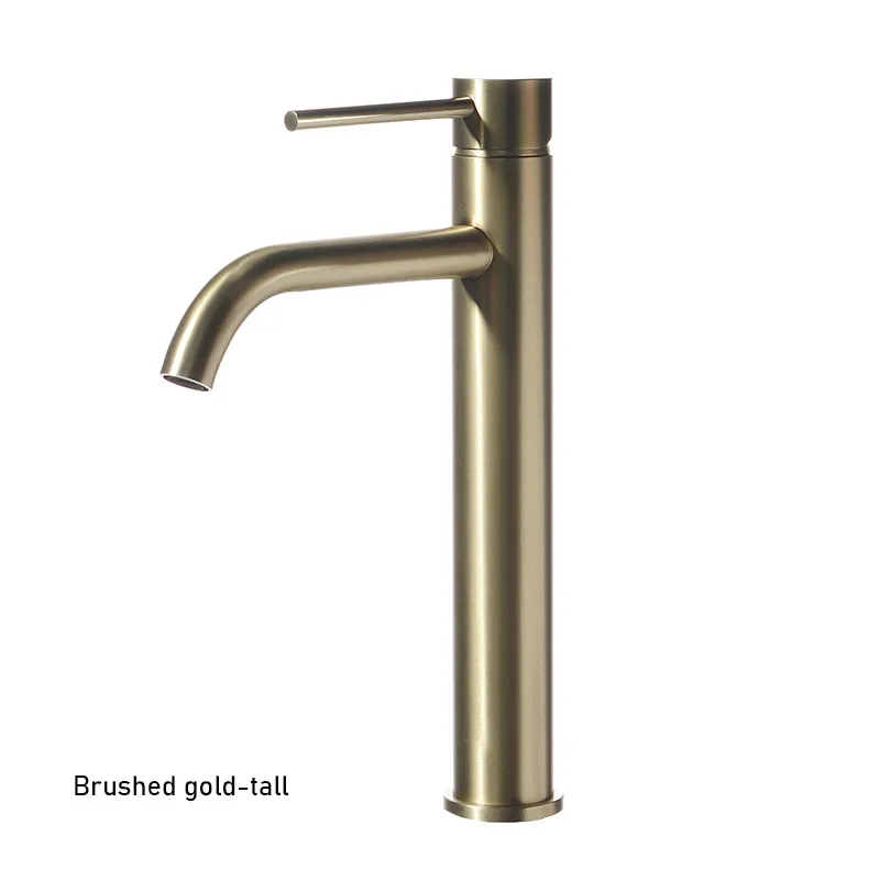 Geborsteld roségouden badkamer wastafelkraan, koude en warme mengkraan, op het blad gemonteerd, enkel gat en handvat, hoge stijl