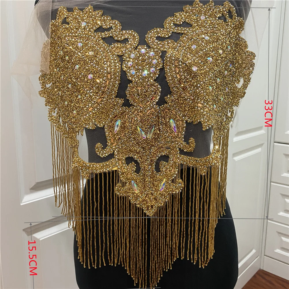 New design tassels pineapple shape Gold rhinestone Motif Rhinestones Embellishment Iron on DIY Patches Sewing Supplies craft