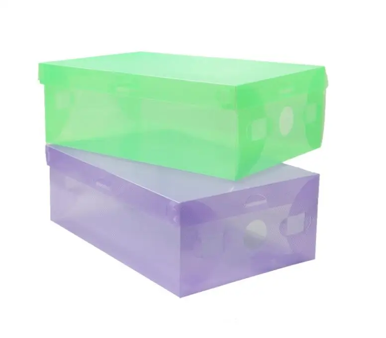 300pcs Transparent Shoebox with Lid Clear Plastic Clamshell Storage Boxes Bins Boots High Heels Shoes Boxes Home Organizer SN335