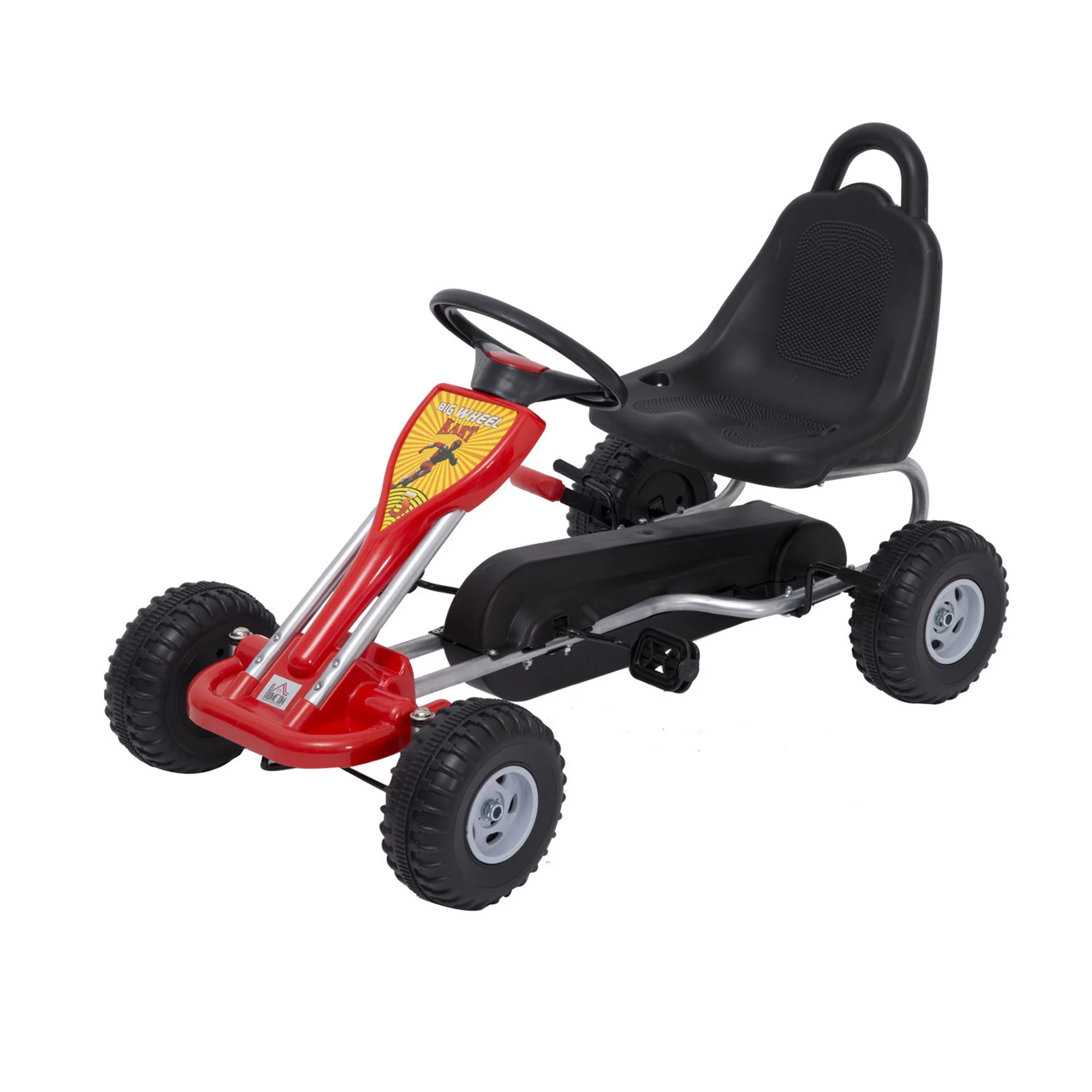 HOMCOM Go Kart to pedals for children + 3 years Max load. 30kg car pedals with handbrake and chain 89x52x51 cm red and black