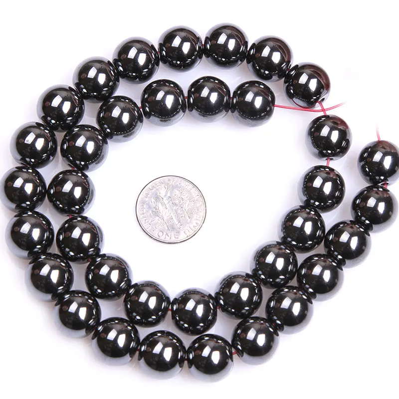 Natural Stone Black Hematite Round Beads For Jewelry Making Strand 15 Inch DIY Bracelet Neckalce Women Gifts 6mm 8mm 10mm 12mm