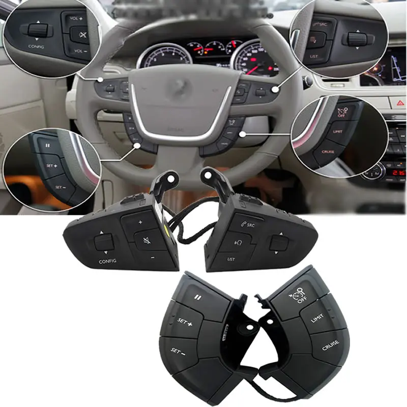 Car Steering Wheel Button Cruise Control Switch Audio Media Multifunction Button For Peugeot 508 408 for Citroen C4 C5 C6 C3XR