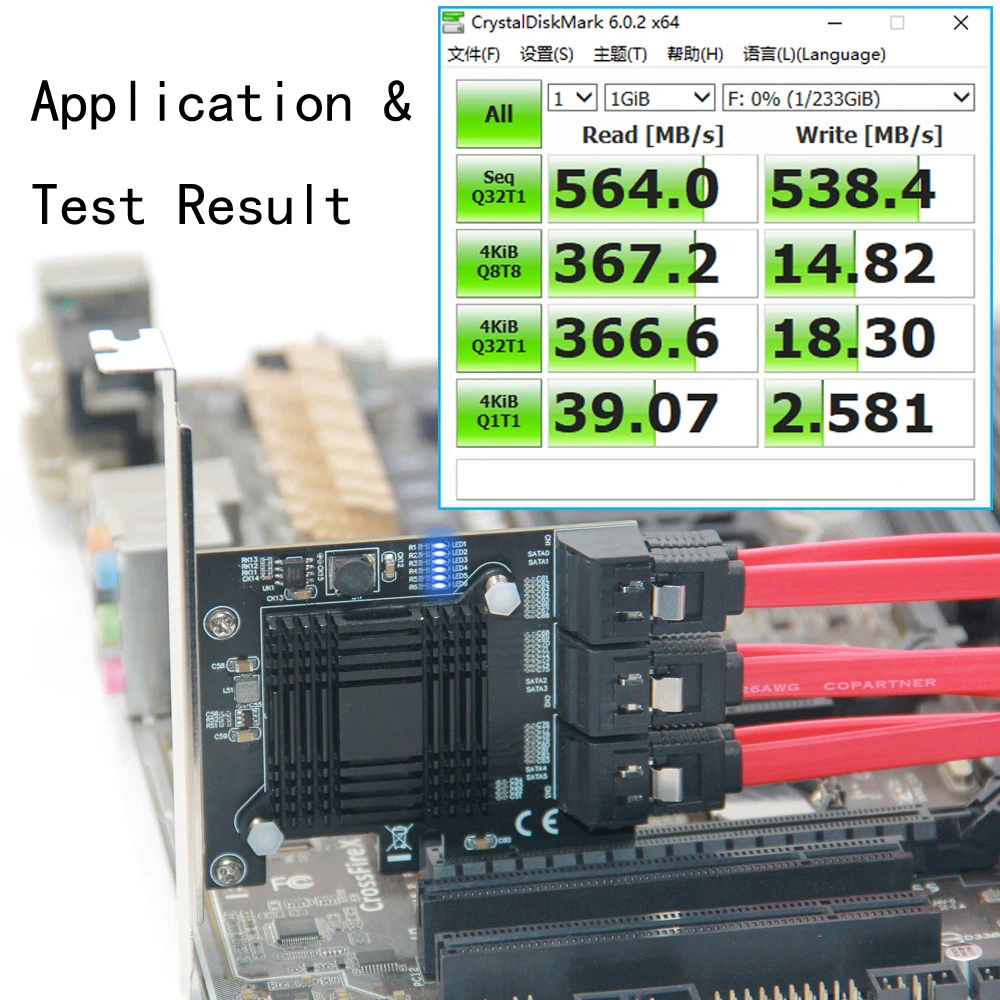 6 Port SATA 3 PCI Express Expansion Card PCI-E/PCIE SATA Controller SATA Multiplier SATA3 6Gbps ASMedia ASM1166 Chip for HDD SSD