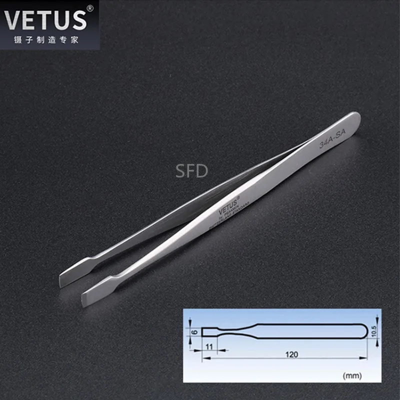 VETUS 34A-SA pinzette piatte larghe per strumenti per l'industria elettronica del timbro di bloccaggio medico da laboratorio
