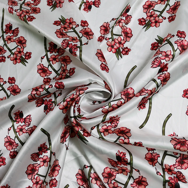 By Meter Blumen-Satin-Stoff, glänzend, weich, Schal, Hemd, Nachtwäsche, Material Charmeuse – Detail 24
