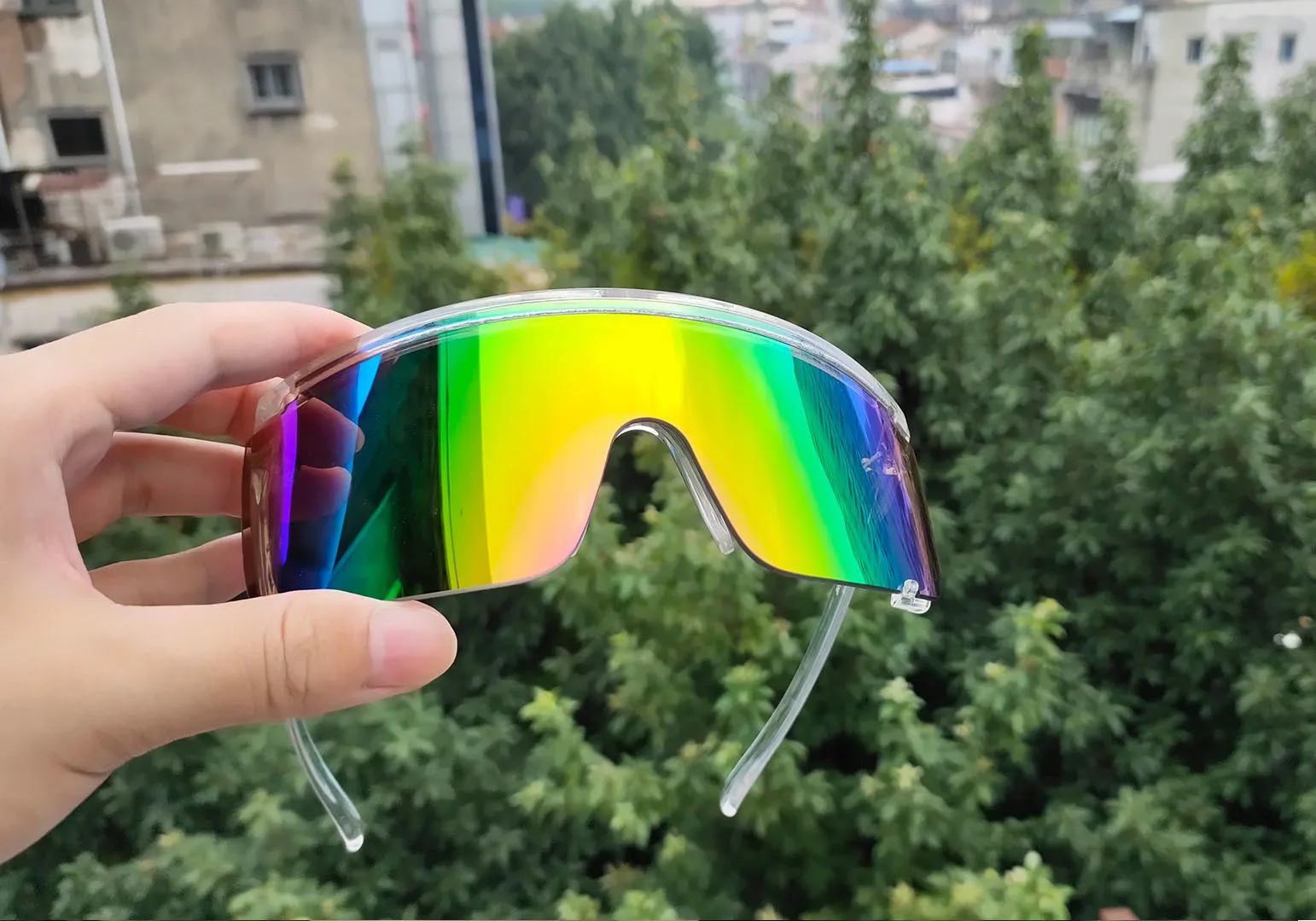 Übergroße Sport-Sonnenbrille für Herren 2026 Luxusmarke Winddichte Rechteckige Sonnenbrille für Damen Fahrbrille Gafas De Sol Hombre – Detail 2