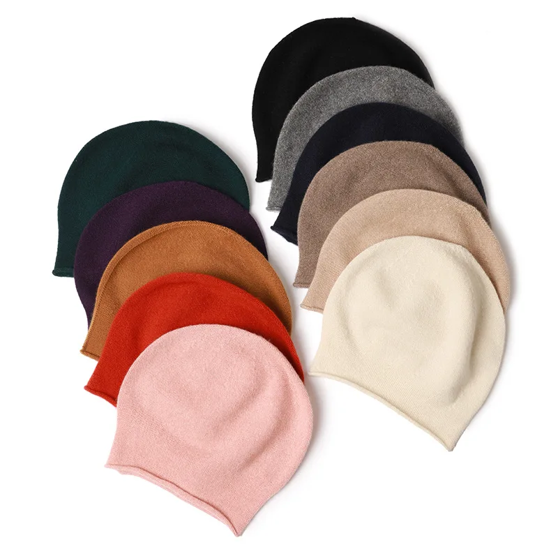 100% Cashmere Hat Women Real Natural Cashmere Hat Men Unisex Warm Comfortable Hand-knitted Cashmere Kid Hat Seamless Knitted