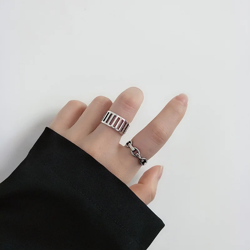 Men And Women Personality Hip-hop Punk Opening 925 Sterling Silver Index Finger Joints Korea Europe And America Ins Retro Ring