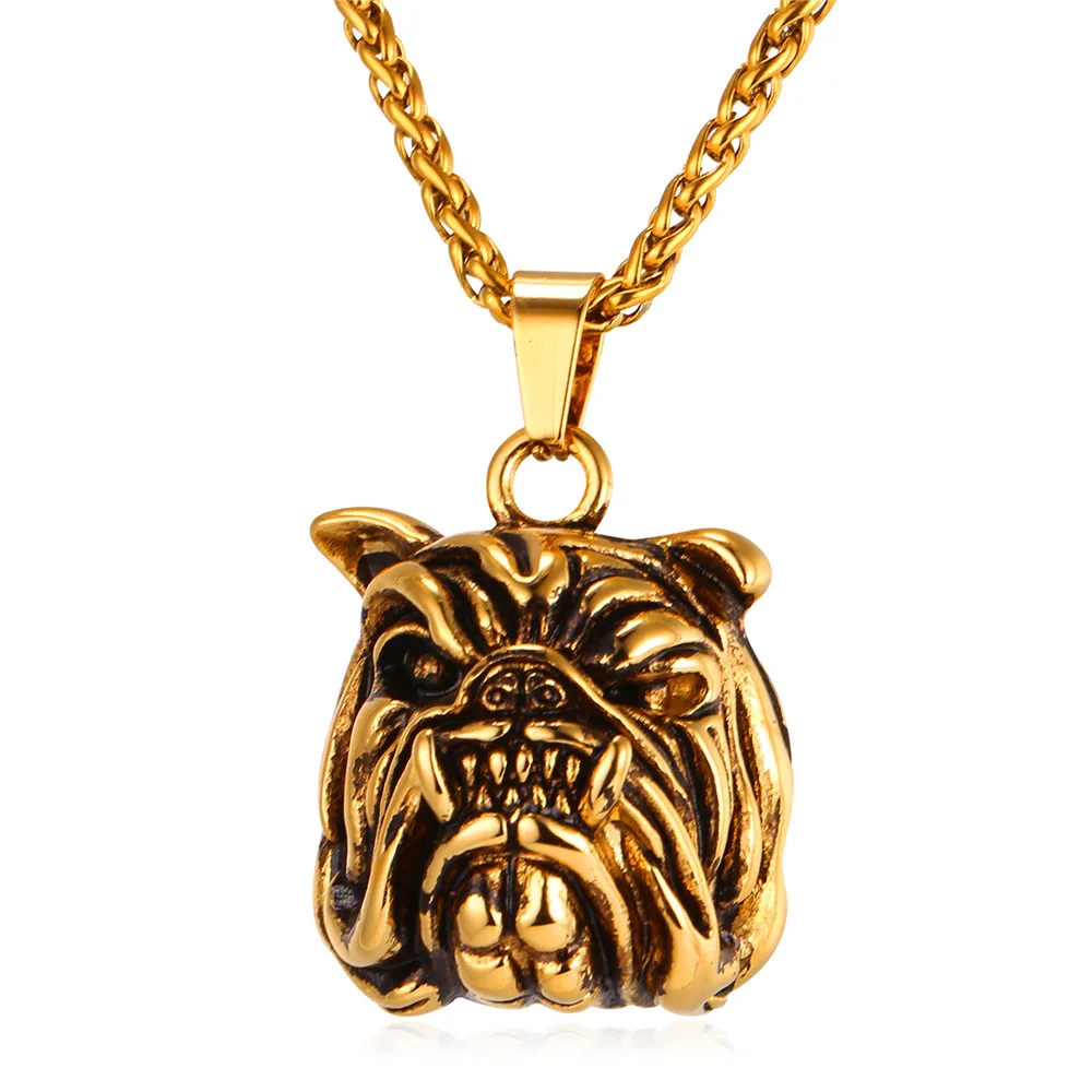 

ChainsPro American Pit Bull Terrier Necklaces & Pendants Gold Color Stainless Steel Cute Animal Necklace Women Men Jewelry P281