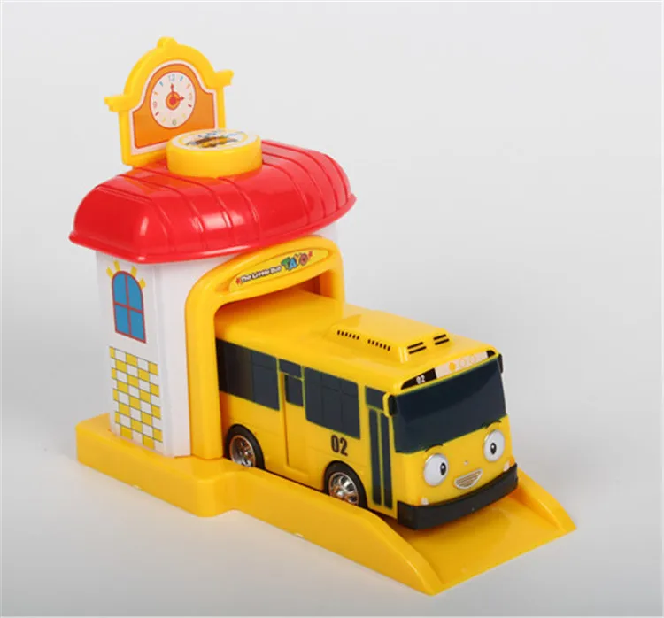 Korean Cartoon Bus toy Garage Oyuncak Parking Lot Model Mini Plastic Blue Tayo Bus for Kids Brinquedo Car Gift