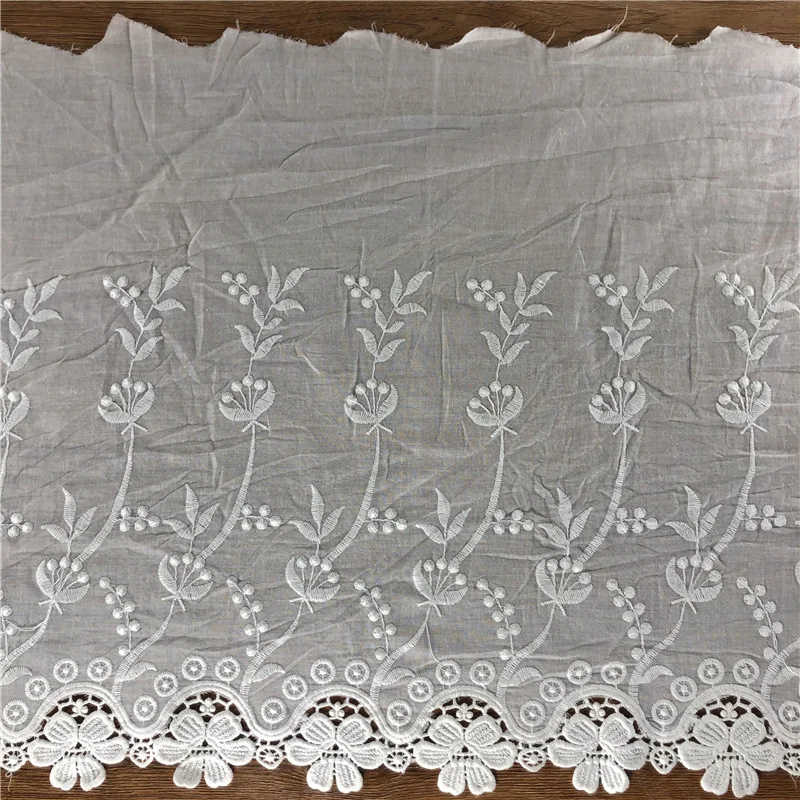 1 yard White Embroidered Cotton Lace Fabric Wedding Embroidery 100% Cotton Broderie Anglaise Vintage Lace Trim