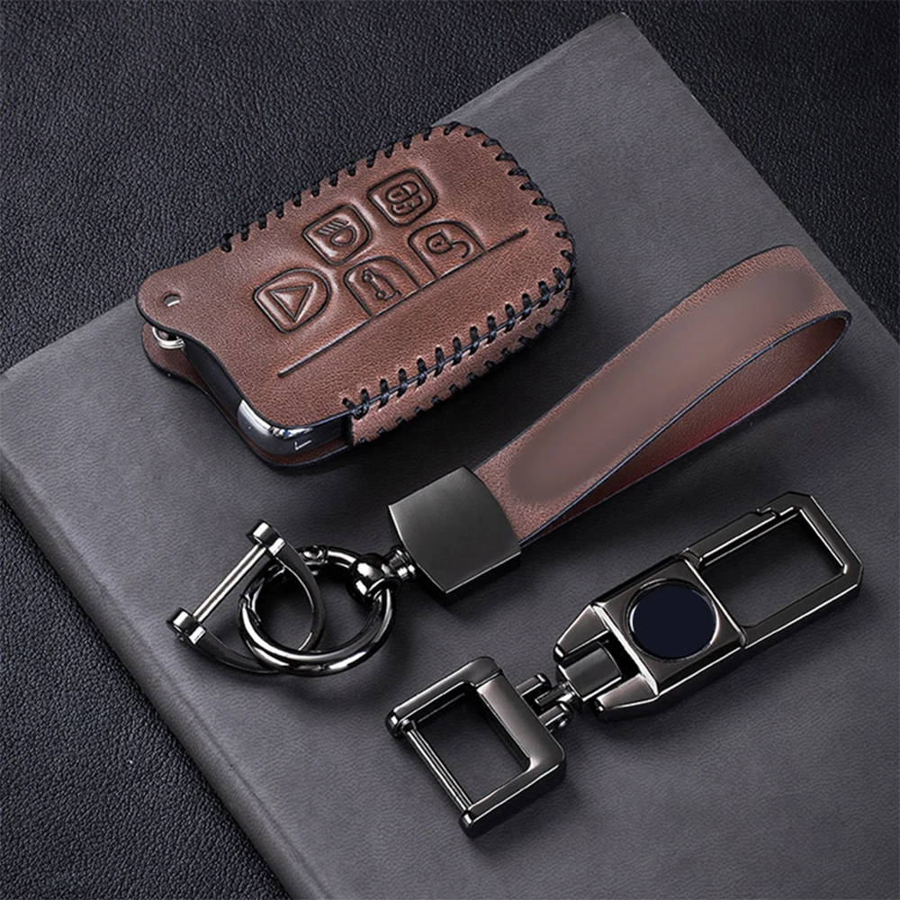 Leather Car Remote Key Case Key Cover Shell Fob Keychain For Land Rover Range Rover Sport Evoque Freelander 2 Car Accessories