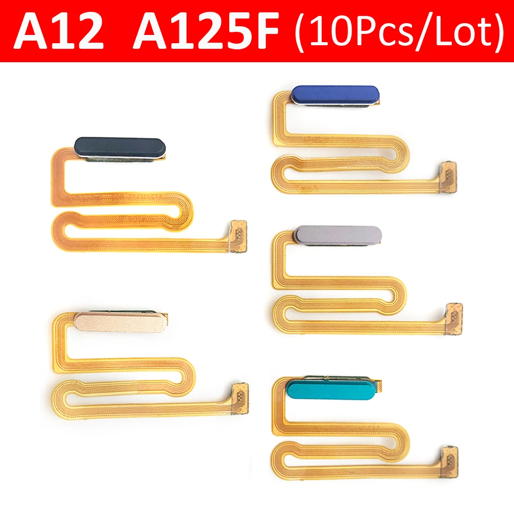 10Pcs,  Fingerprint Home Button Power On Off  Side Button Key Flex Cable For Samsung A12 A125F Replacement Parts