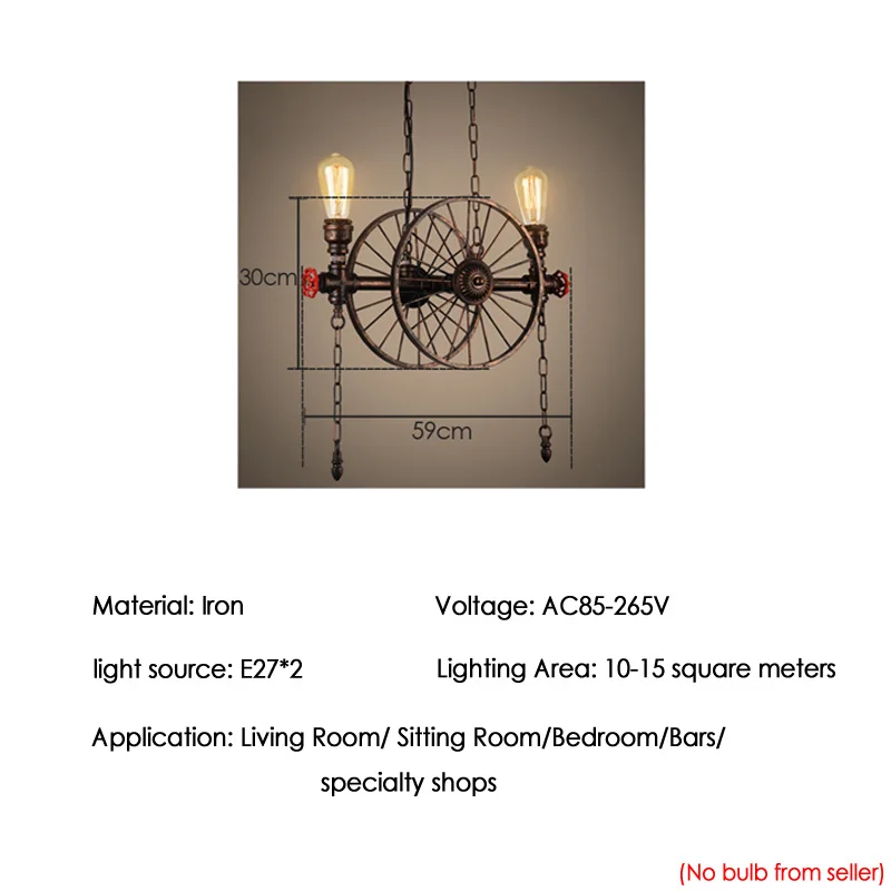 Retro Chandelier Industrial light Restaurant Bar dining room light American Iron Wheel droplight Water Pipe pendant lamp