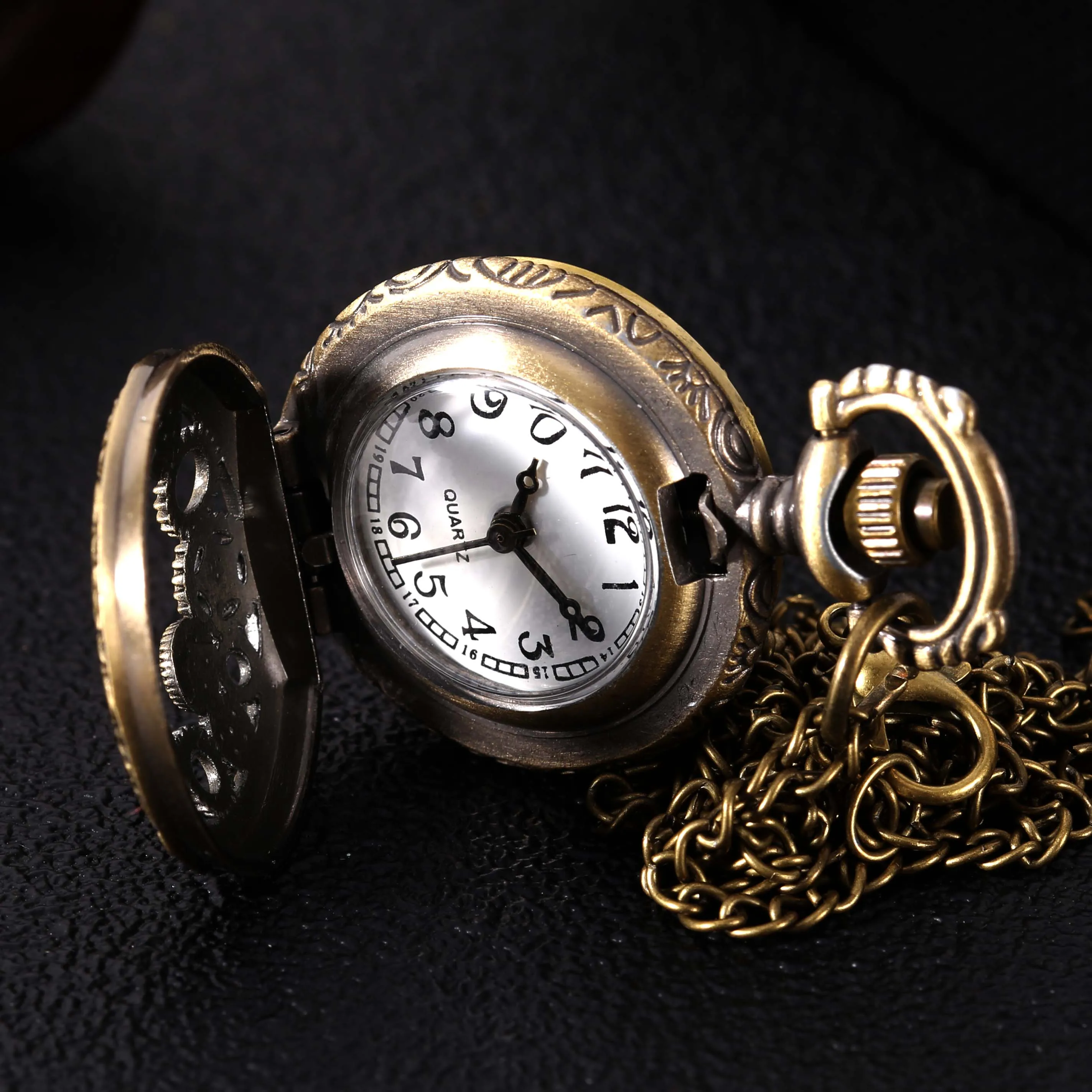 Copper color hollow wheel creative large pocket watch