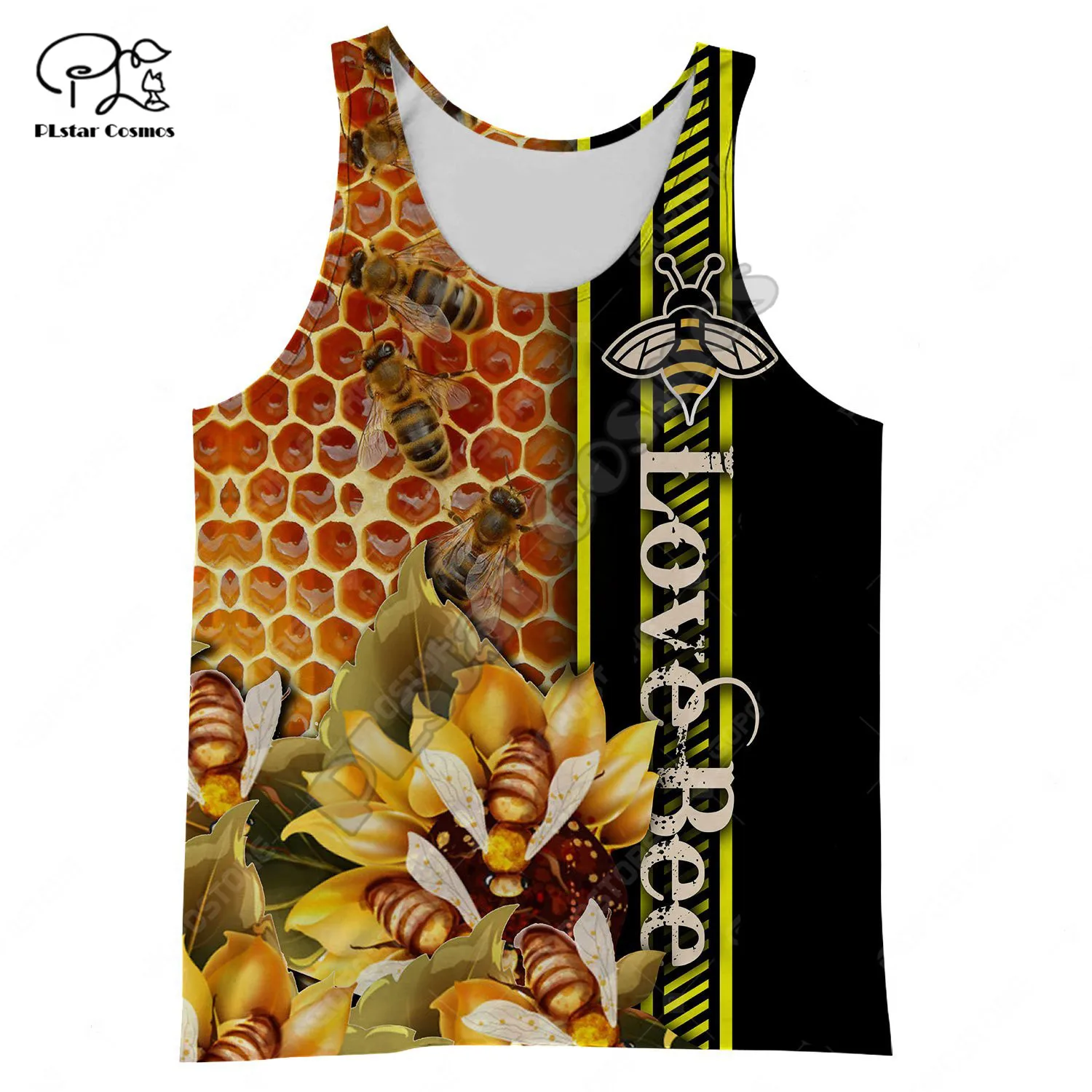 PLstar Cosmos Colorful Beautiful Honey Bees Streetwear Hot Summer 3Dprint Casual Sleeveless Unisex Tank Top Vest Man's B36