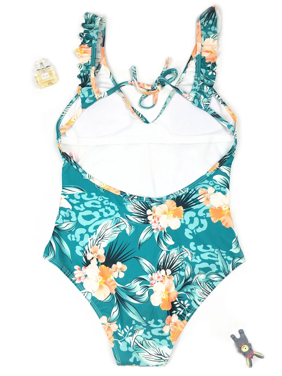 Floral Monokini Swimwear Women One Piece Bathing Suit Swimsuit Ruffle Trikini Flounce Beachwear Bodysuit Maillot De Bain Femme