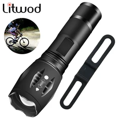 Luz LED táctica para bicicleta, linterna potente de 8000LM, XM-L2 U3 T6 Q5, resistente al agua, portátil, batería 18650 / AAA