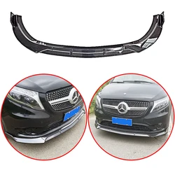 For Mercedes-Benz V Class Vito W447 2013-2020 Front Bumper Lip Glossy Black Or Carbon Fiber Look ABS Spoiler Guard Protection