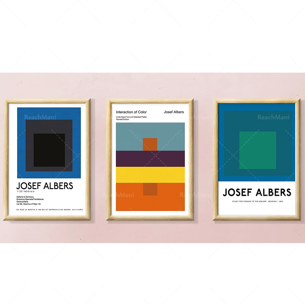 

Set of 3 Josef Albers Exhibition Posters l digital download | Printable Wall Art l Modern l Albers Art I Abstract Art I Minimali