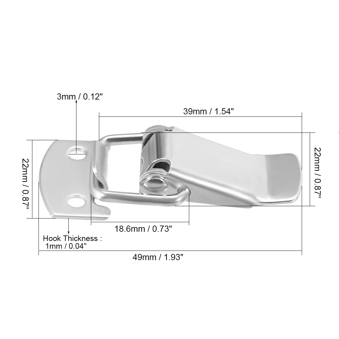 uxcell 2 pcs 304 Stainless Steel Spring Loaded Toggle Case Box Chest Trunk Latch Catches Hasps Clamps, 49mm Overall Length