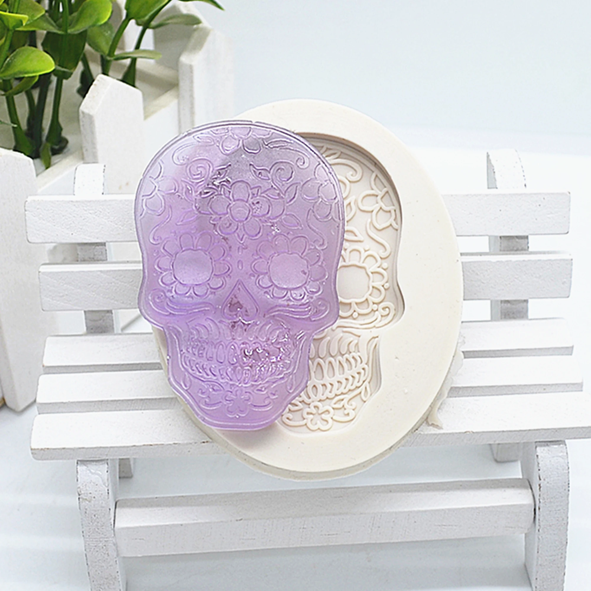 DIY Skull Fondant Cake Silicone Mold Halloween Skull Shaped For Baking Polymer Clay Chocolate Pastry Decoration Tools
