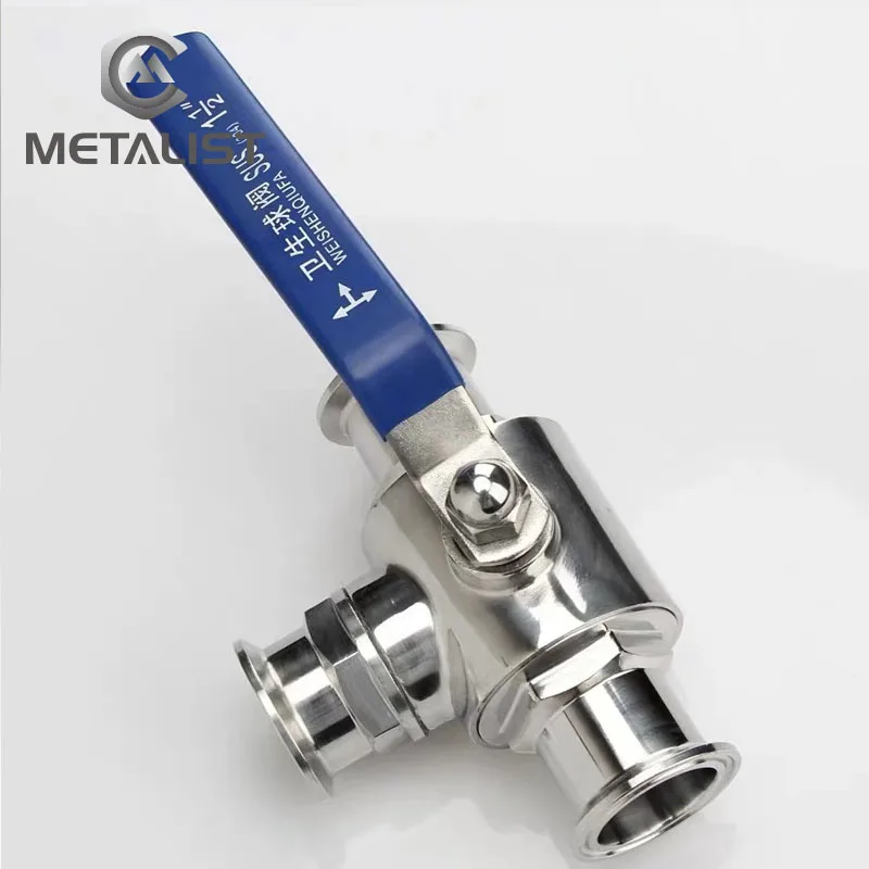 METALIST Pipe OD 63MM SS304 Stainless Steel Sanitary 3 Way Ball Valve T Port Ferrule Type Fit 2.5