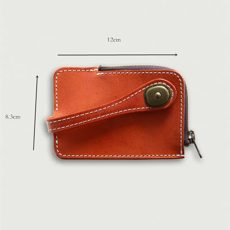 LEACOOL Genuine Leather Key Wallet Vintage Man Cowhide ID Card Holder Multi-function Zipper Coin Purse Car Keychain Cover