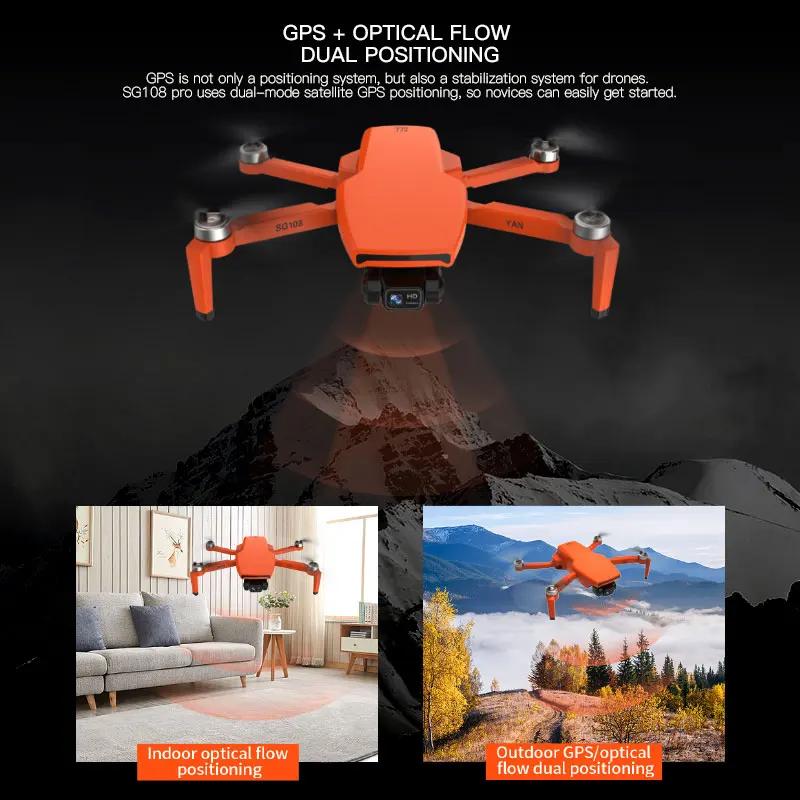 ZLRC SG108 Pro GPS Drone With 5G Wifi 2-Axis Gimbal 4K HD Dual Camera Brushless Optical Flow RC Quadcopter Mini Dron VS L108