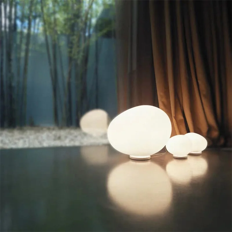 

OUFULA Nordic Table Light Creative LED White Eggs Shape ModernLamps Bedroom for Home Decoration