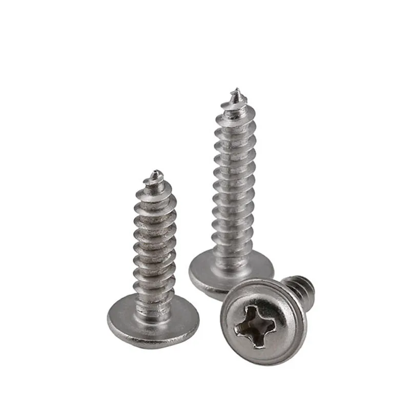 304 Stainless Steel Rounded Head Screws with Washer Screws Self Phillips Tapping Screw For Wood Working M1.4 M1.7 M2 M2.3-M5