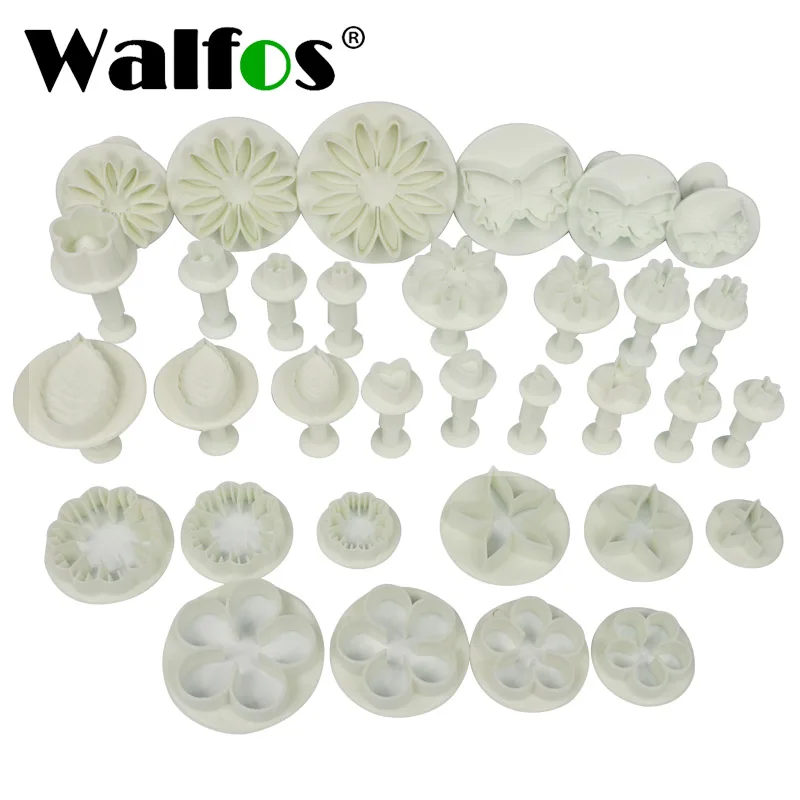 

WALFOS 33pcs Plunger Fondant Cutter Cookie Biscuit Cake Mold Mould Craft DIY 3D Sugarcraft Cake Decorating Tools Kitchen Gadgets