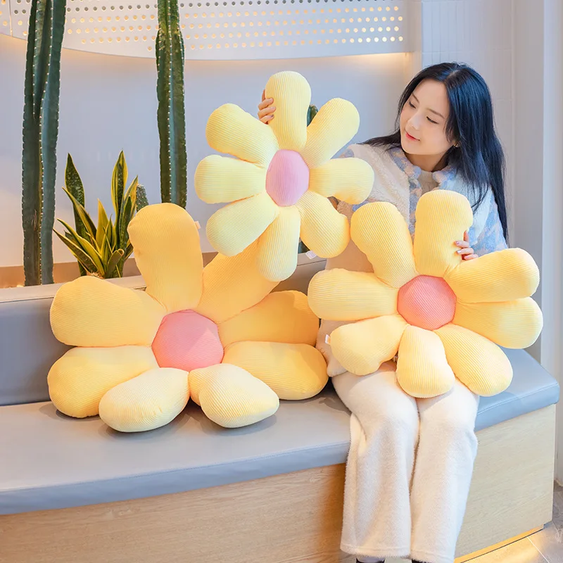 Cute Flower Pillow Lifelike Daisy Flower Plush Toy Home Sofa Decoration Throw Pillow Chair Cushion Kid Toy Birthday Gift for GF