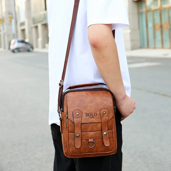 Men Business Vintage Soft PU Single Shoulder Messenger Bag for Work High Quality