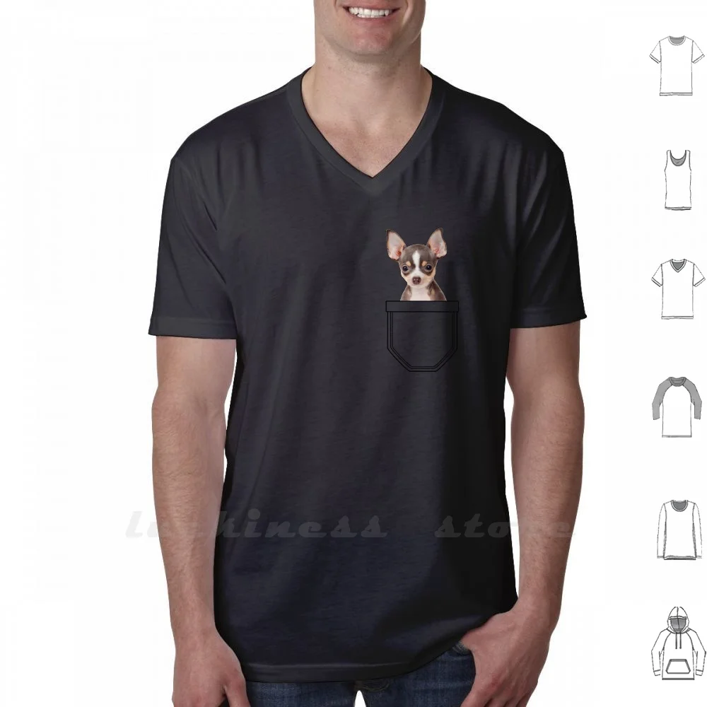 Pocket Chihuahua T Shirt Men Women Teenage Cotton Dog Dogs Pockets Chi Chihuahua Puppy Puppies Animals Animal Lover Pet Pets